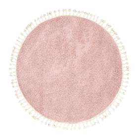 Rond hoogpolig vloerkleed - Lofty Fringe Roze - sfeer