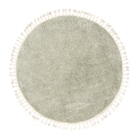 Rond hoogpolig vloerkleed - Lofty Fringe Mint - sfeer