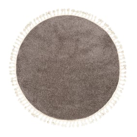 Rond hoogpolig vloerkleed - Lofty Fringe Taupe - product