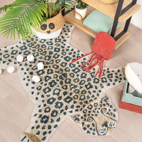 Wasbaar kindervloerkleed - Wild Panter Naturel