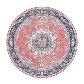 Rond vintage vloerkleed - Lily Medaillon Rood/Roze - sfeer