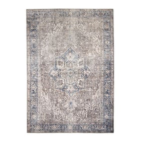 Vintage vloerkleed - Lugan Taupe/Blauw - product