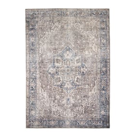 Vintage vloerkleed - Lugan Taupe/Blauw - sfeer