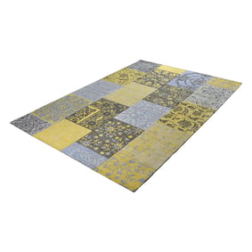 Patchwork vloerkleed - Delany Grijs/Geel - sfeer