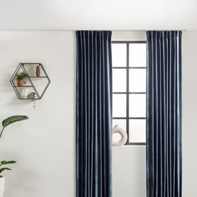 Velvet gordijn - Donkerblauw - Haken