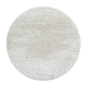 Rond Hoogpolig vloerkleed - Blushy Creme/Wit