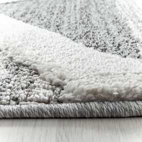 Rond scandinavisch vloerkleed - Pitea Lines Grijs/Creme - sfeer