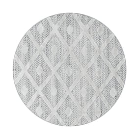Rond scandinavisch vloerkleed - Pitea Ethno Creme/Grijs
