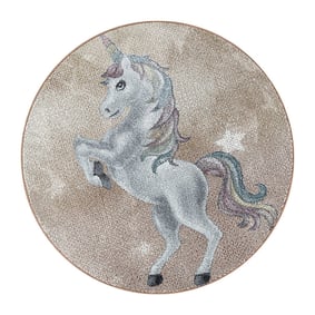 Rond kindervloerkleed Unicorn - Fleurtje Geel