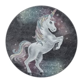 Rond kindervloerkleed Unicorn - Fleurtje Grijs