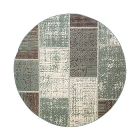 Rond patchwork vloerkleed - Spring Groen/Grijs - sfeer