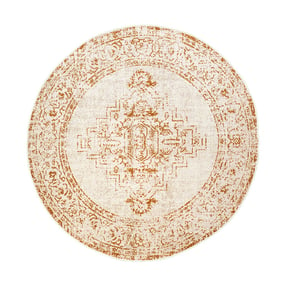 Rond vintage vloerkleed - Spring Ethnic Creme/Terra - product