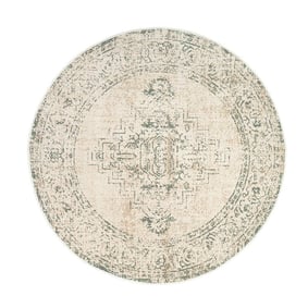 Rond vintage vloerkleed - Spring Ethnic Creme/Groen - product