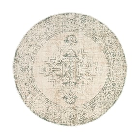 Rond vintage vloerkleed - Spring Ethnic Creme/Groen - sfeer