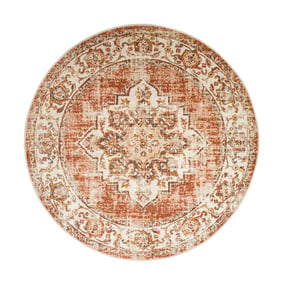 Rond vintage vloerkleed - Spring Medaillon Terra/Creme - sfeer