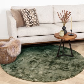 Rond viscose vloerkleed - Pearl Donkergroen