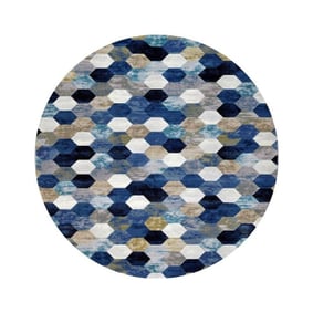 Rond modern vloerkleed - Amado Blauw 5161