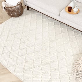 Wol gevlochten vloerkleed - Knit Creme