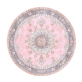 Rond vintage vloerkleed - Lily Medaillon Roze - sfeer
