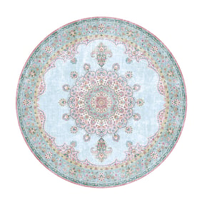 Rond vintage vloerkleed - Lily Medaillon Lichtblauw - sfeer