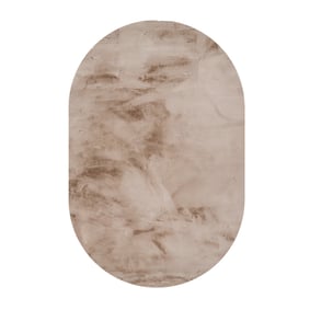 Ovaal hoogpolig vloerkleed - Comfy Supreme Taupe - sfeer