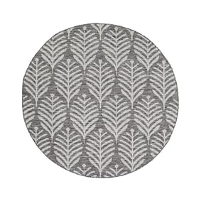 Rond buitenkleed - Summer Leaves Grijs - sfeer