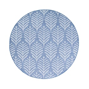Rond buitenkleed - Summer Leaves Blauw - sfeer