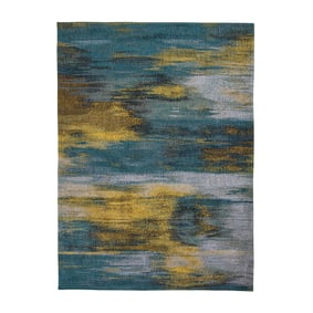 Vintage vloerkleed - Atlantic Monetti Blauw/Geel 9119 - sfeer