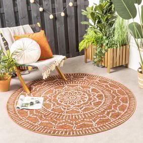 Rond modern buitenkleed - Porto Aztec Terra