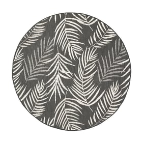 Rond buitenkleed - Malta Leaves Zwart - sfeer