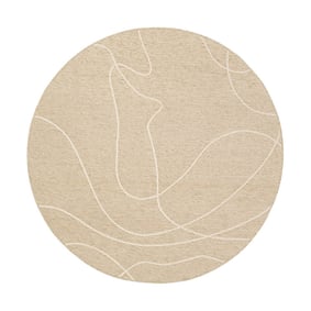 Rond modern buitenkleed - Porto Lines Creme - product
