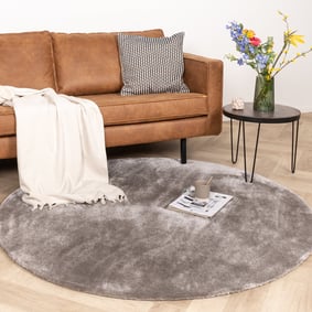 Rond wasbaar viscose vloerkleed - Vive Taupe