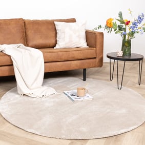 Rond wasbaar viscose vloerkleed - Vive Creme