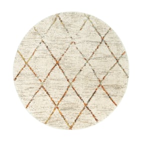 Rond hoogpolig vloerkleed - Blend Lines Terra - sfeer