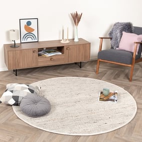 Rond wollen vloerkleed - Dala Beige/Gemeleerd