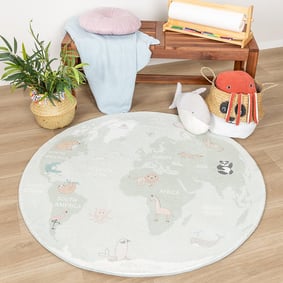 Rond kindervloerkleed - Globe Mint