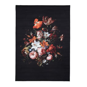 Bloemen vloerkleed - Florine Zwart/Oranje - product
