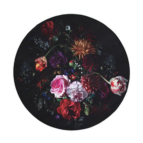 Rond bloemen vloerkleed - Florine Zwart/Roze - sfeer