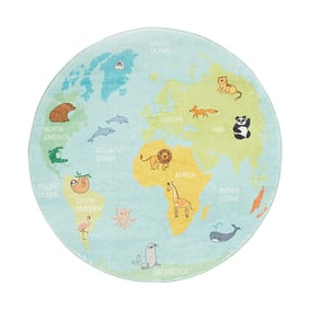 Rond kindervloerkleed - Globe Lichtblauw - product