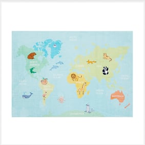 Kindervloerkleed - Globe Lichtblauw - sfeer