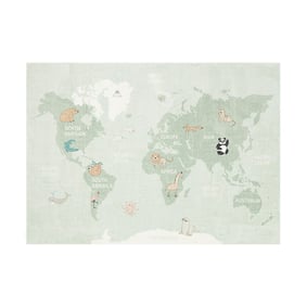 Kindervloerkleed - Globe Mint - sfeer