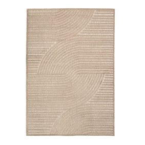 Modern binnen- en buitenkleed - Nori Curves Taupe - sfeer