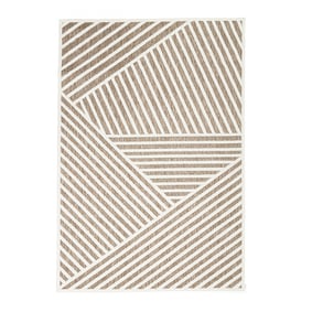 Modern binnen- en buitenkleed - Nori Lines Wit/Taupe - sfeer