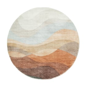 Rond modern vloerkleed - Field Terra Rood - sfeer
