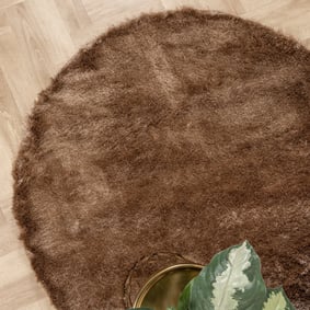 Rond hoogpolig vloerkleed - Glorious Taupe - product