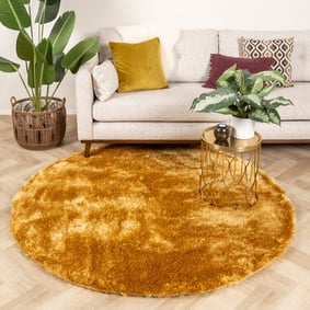 Rond hoogpolig vloerkleed - Glorious Goud/Geel