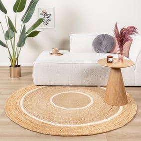 Rond Jute vloerkleed - Mirai Circle Wit/Naturel