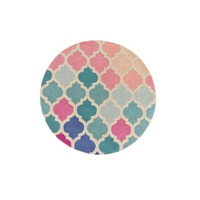 Rond modern vloerkleed - Illo Rosella Roze/Blauw - sfeer