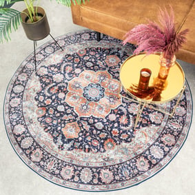 Rond vintage vloerkleed - Imagine Medaillon Blauw