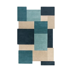 Abstract vloerkleed - Stracto Collage Petrol - sfeer